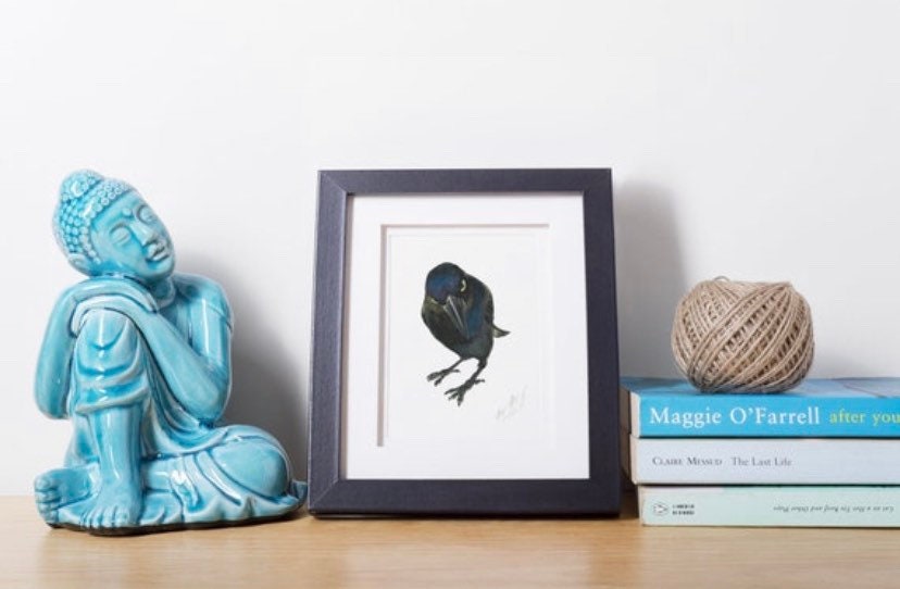 Seriously Crow Watercolor - Opened Edition 5x7 Signed Print on Cotton Paper