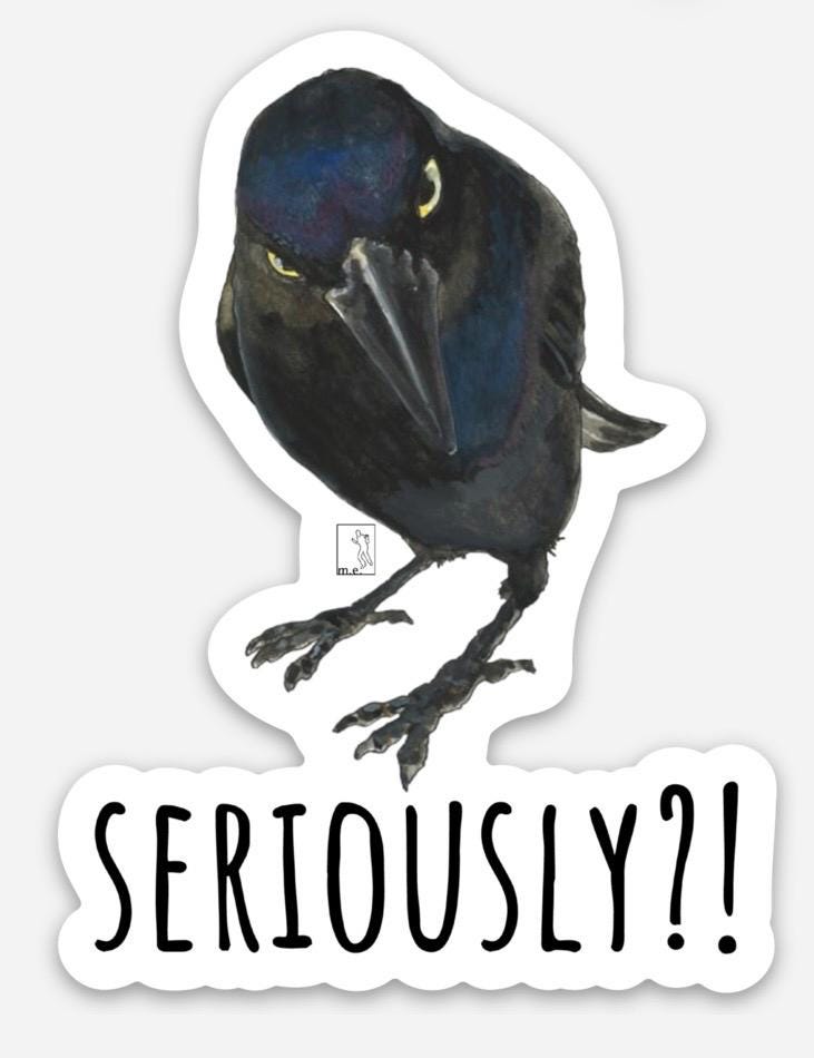 Seriously Crow Vinyl Sticker