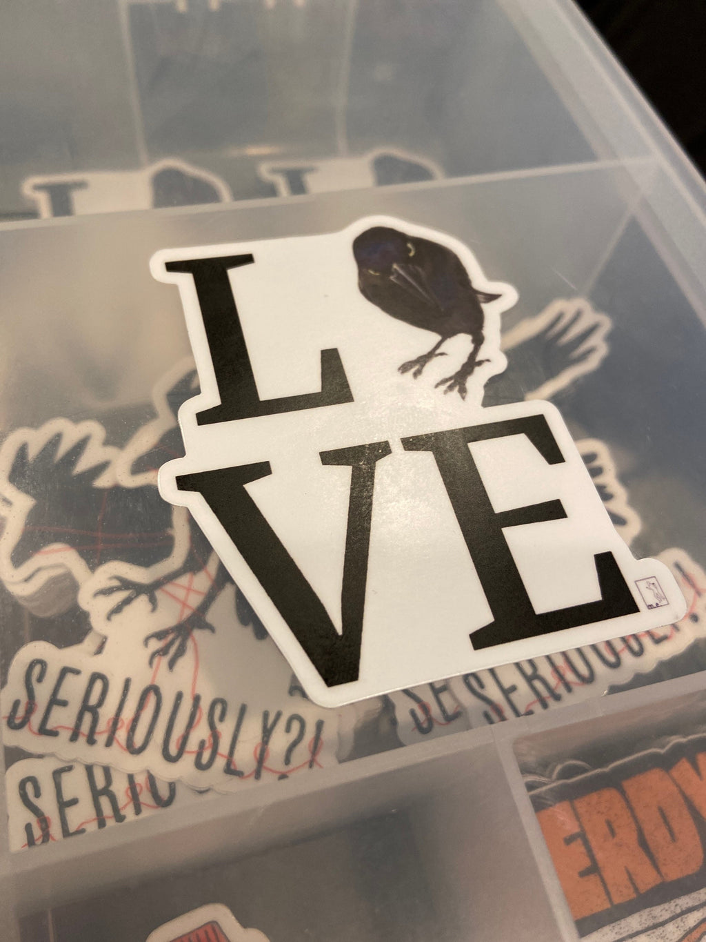 Seriously Crow Love Sticker