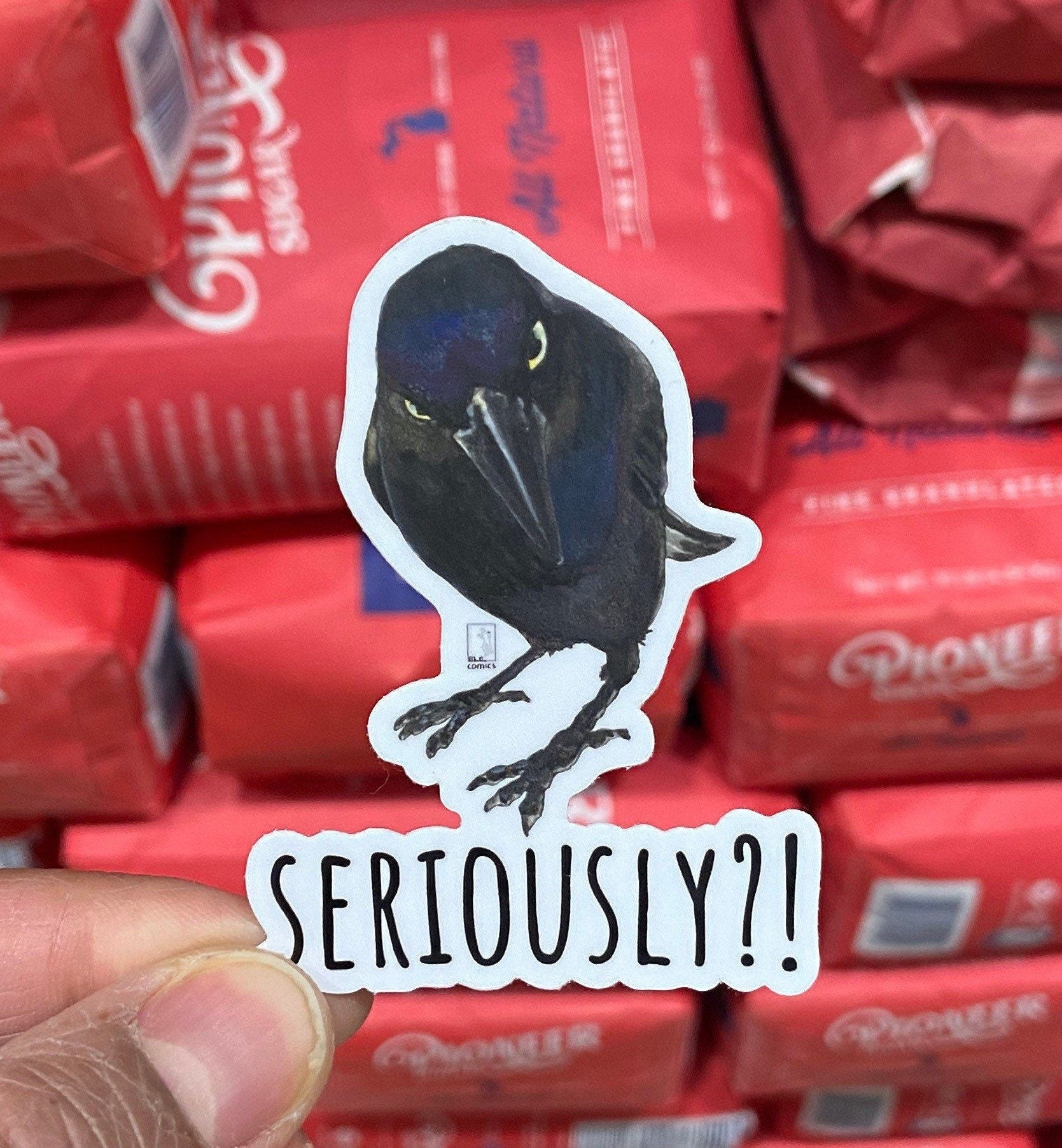 Seriously Crow Vinyl Sticker
