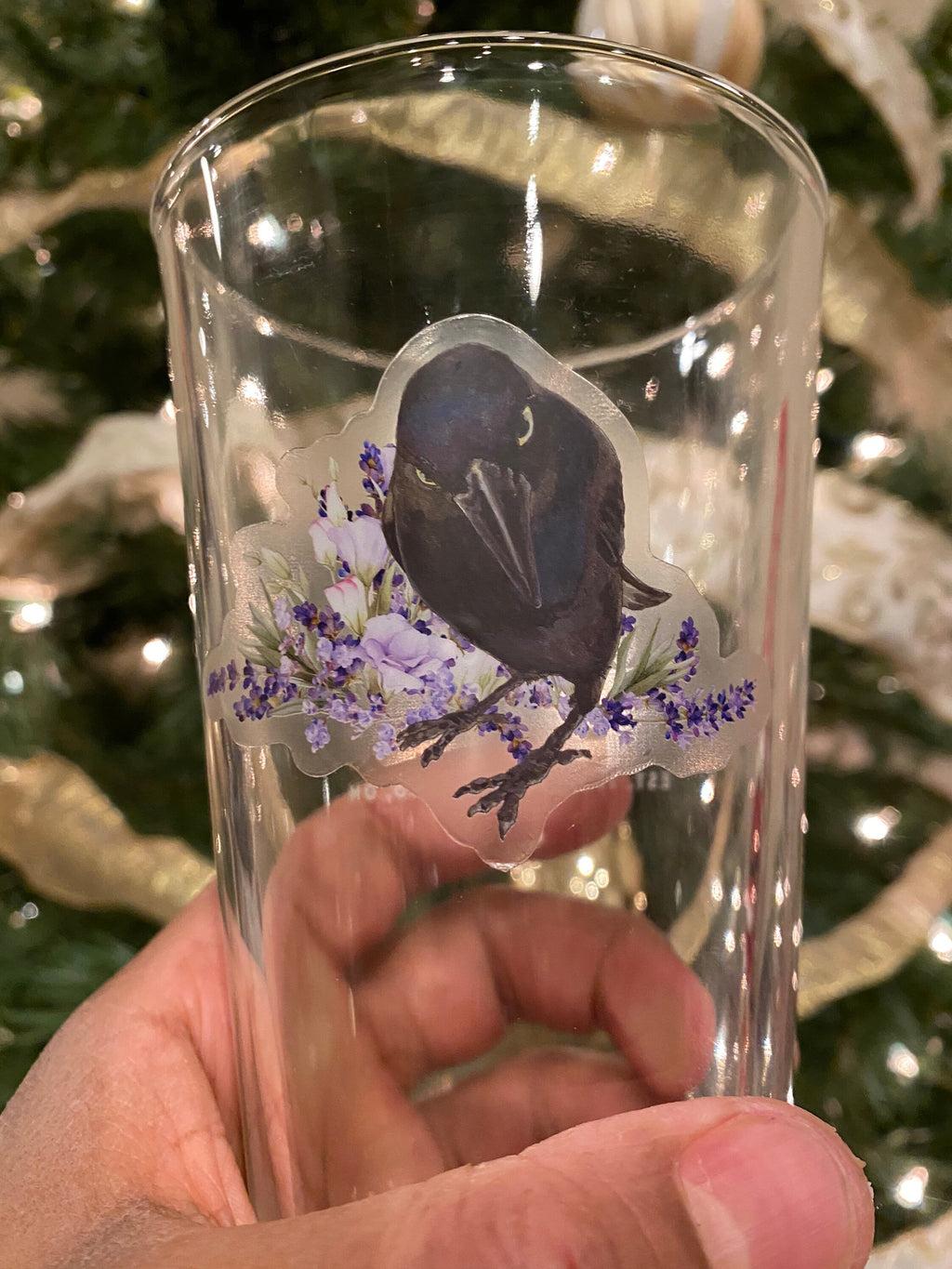 Seriously Crow and Flowers Vinyl Sticker