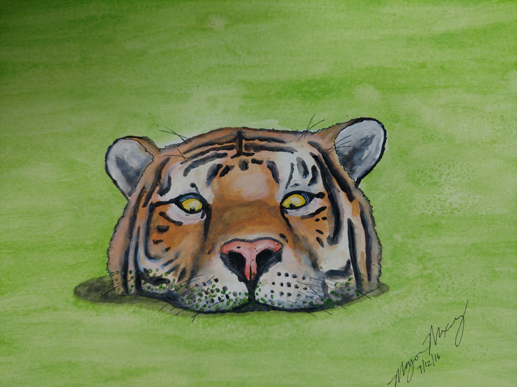 Tiger Pond Watercolor - Opened Edition 5 x 7 Signed Print